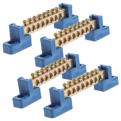 Gatuida 4pcs Bus Bar Terminal Block Distribution Box for Electrical Equipment Easy Installation High Strength and Conductivity for Distribution Cabinets and Machinery