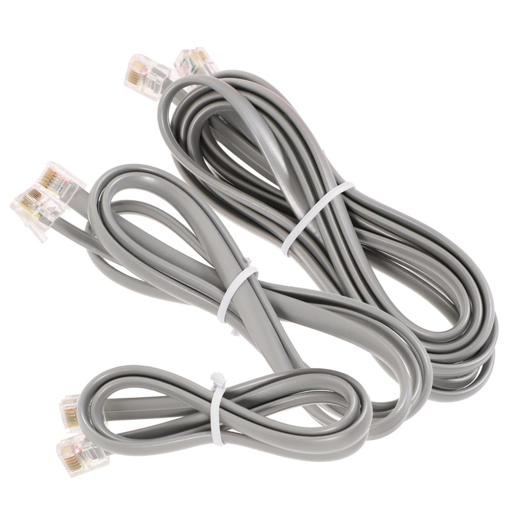 Housoutil 6p6c Numeric Phone Cable for Landline 3pcs Silver Grey Cable Extra Length for Multiple Devices