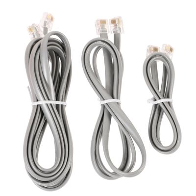 OSALADI 6 Core Rj12 Numeric Phone Cord Wire 3pcs Silver Gray Telephone Cable for Extension Cord