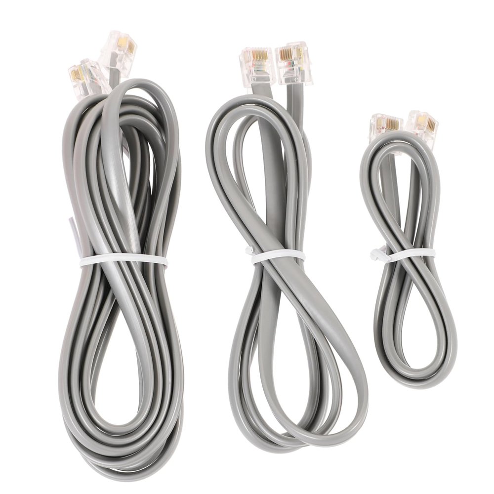 OSALADI 6 Core Rj12 Numeric Phone Cord Wire 3pcs Silver Gray Telephone Cable for Extension Cord