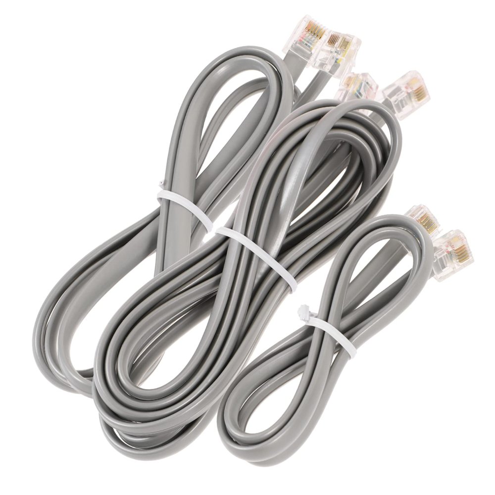 HOMSFOU 3pcs Silver Gray Telephone Cord Phone Cable Extension Cord for Landline Phones