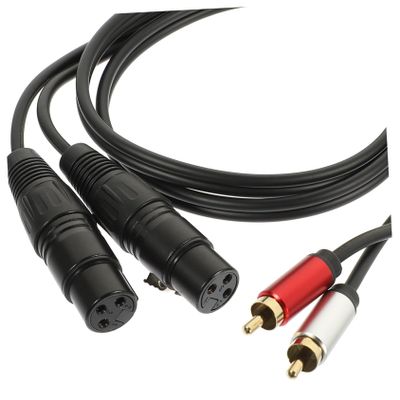 Parliky Audio Amplifier to XLR Cable Dual to Dual XLR Female Balanced Audio Adapter Durable Anti-Interference Spiral Braided Design for Sound Quality Transfer