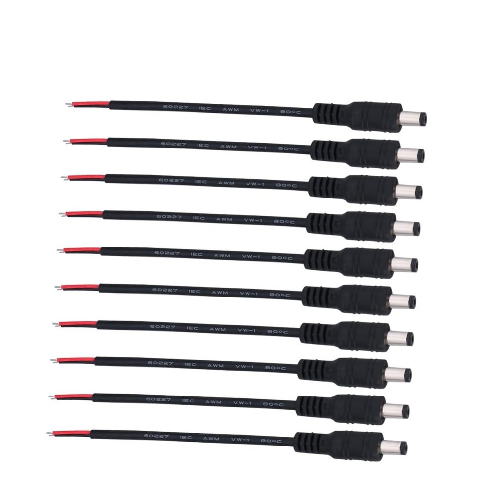 10pcs Dc Power Connector Plug Adapter for CCTV Cameras Black for and Led Strips Easy to Use Durable Material