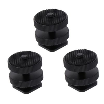 FELTECHELECTR 3pcs Dual Layer Hot Shoe Screw Adapter for DSLR Led Light Monitor Durable Photography Accessory Set