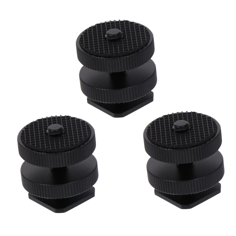 FELTECHELECTR 3pcs Dual Layer Hot Shoe Screw Adapter for DSLR Led Light Monitor Durable Photography Accessory Set