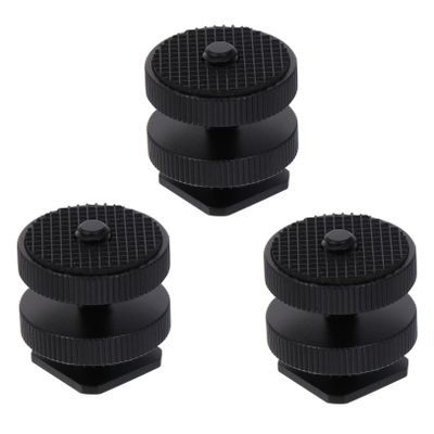CAXUSD 3pcs Double Layer Hot Shoe Mount Adapter for Cameras Metal Flash Bracket Screw for Photography Accessories