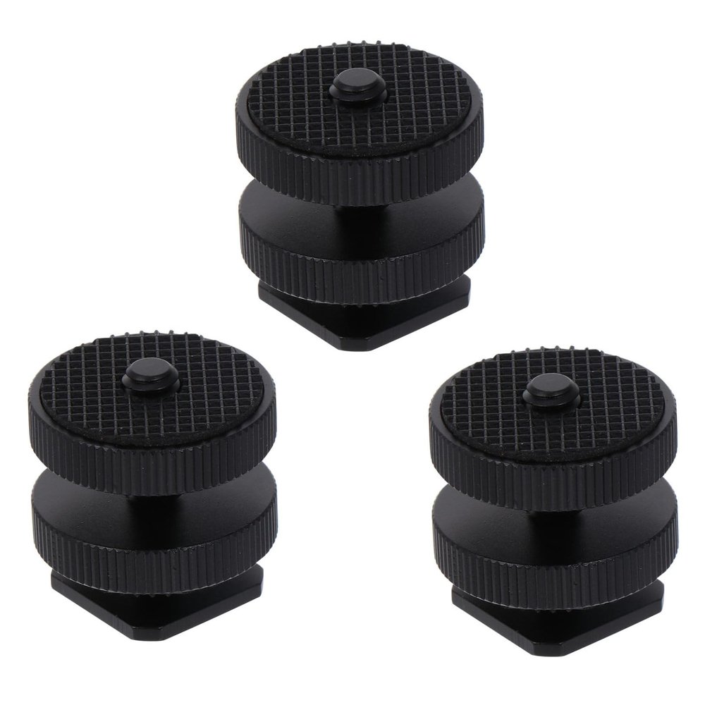 CAXUSD 3pcs Double Layer Hot Shoe Mount Adapter for Cameras Metal Flash Bracket Screw for Photography Accessories