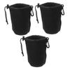 BRIGHTFUFU 3pcs Compact Camera Lens Case Drawstring Storage Bag for Dslr Lenses Travel Lens Protector with Carabiner Outdoor Photography Accessories view 1