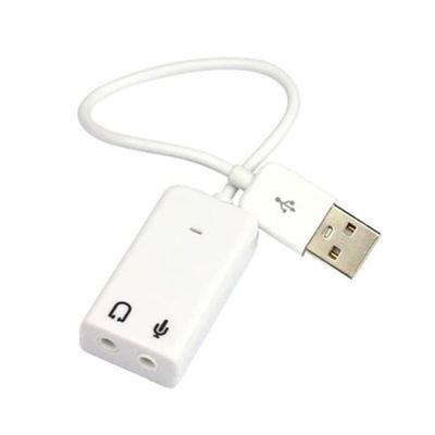 BRIGHTFUFU USB Sound Card Adapter Cable for Virtual Sound USB to Audio Jack Bus-Powered White