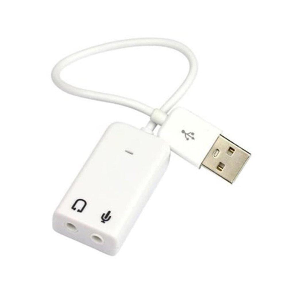 BRIGHTFUFU USB Sound Card Adapter Cable for Virtual Sound USB to Audio Jack Bus-Powered White
