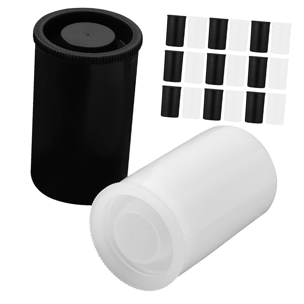 SECFOU 20pcs Film Canisters Set 10 & 1 Storage Containers with Caps for Camera Reel Organization and Safe Film Storage