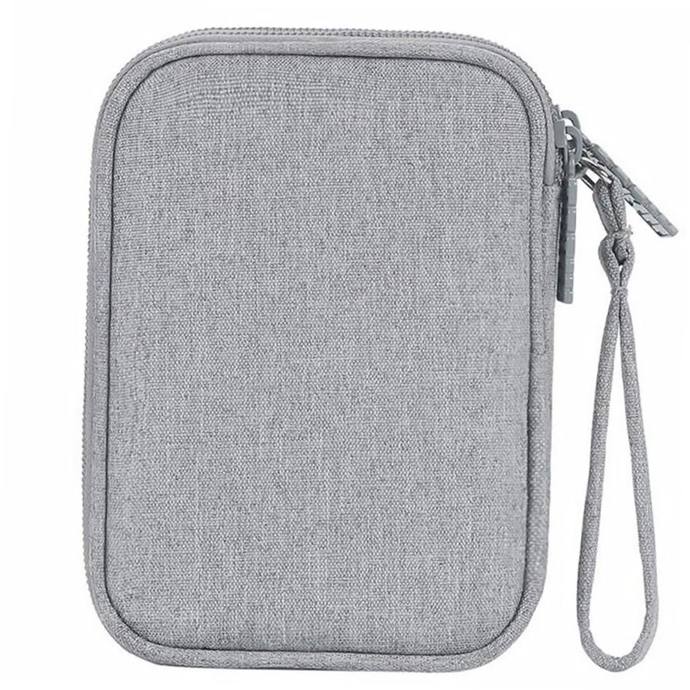 Angoily Multi-function Earphone Storage Bag Durable Data Cable Organizer Pouch for Travel Compact Sundries Holder for Chargers Earphones and Accessories Single-layer Gray