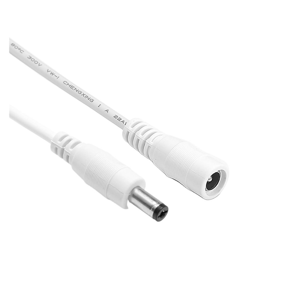 5.5mm 2.1mm Jack Power Extension Cord 1-10m Copper Wires 5V 12V DC Connector Cable Fit for LED Strip Solar Panel CCTV Camera Router(22AWG White,1M_10 PCS)