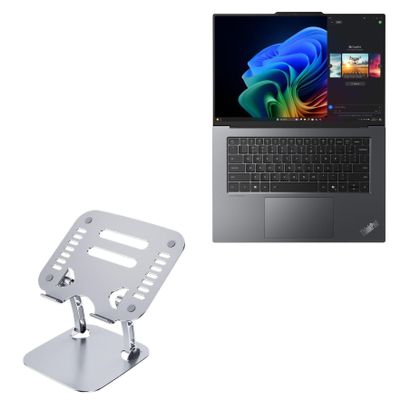 BoxWave Stand and Mount Compatible with Lenovo ThinkPad X9 15 Aura Edition Intel (15 in) - Executive VersaView Laptop Stand, Ergonomic Adjustable Viewing Angle Metallic Riser - Metallic Silver