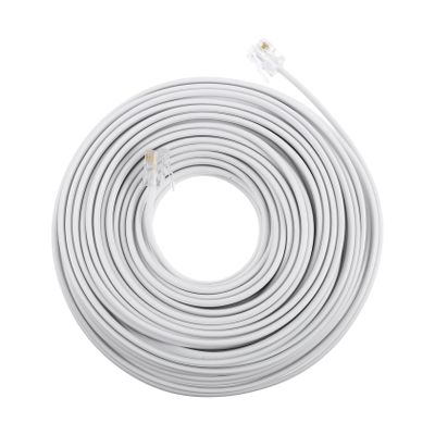 jojofuny White Telephone Extension Cord 20ft Rj11 Wire Phone Wire for Phone/fax/Modem