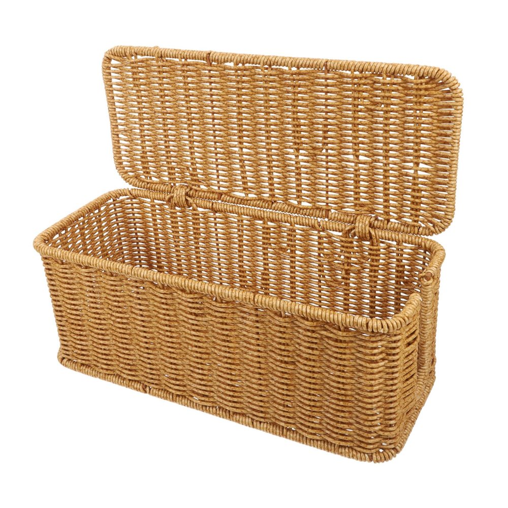 CAXUSD Large Cable Management Box Rattanlike Design Power Cord Organizer Storage Box Lids for Desk Home Office