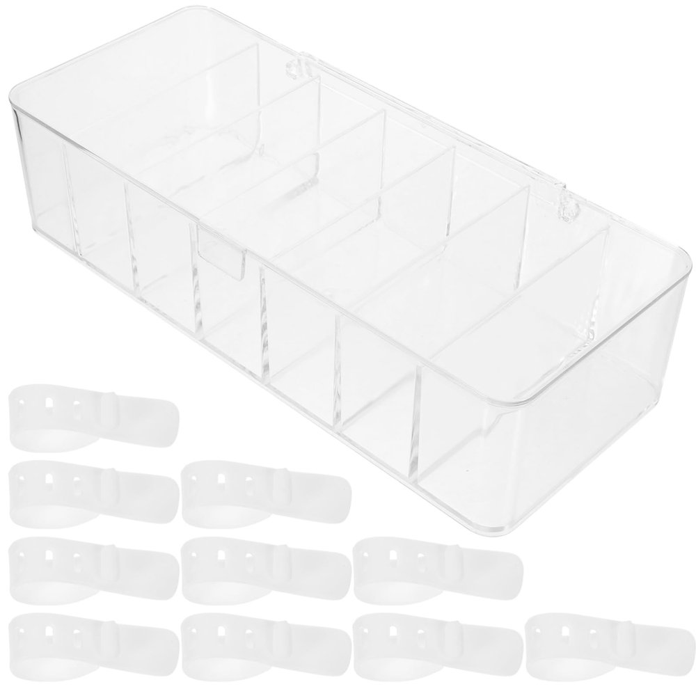 Angoily Cable Storage Box Cover Electronics Organizer for Cables and Accessories Features Multiple Compartments for Neat Arrangement for Desktop and Use