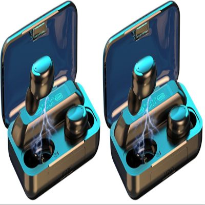 2023 Newest Wireless Earbuds Bluetooth 5.0 Headphones Mini Stereo Earphones in-Ear Built-in Mic Headset Headset with Charging Box for iOS Android (Pack of 2)