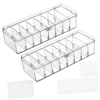 DOITOOL 2pcs Cable Storage Box Lid Clear Cable Organizer Portable Wire Organizer Labels and Ties Rounded Edges for Safety for Use