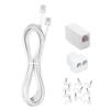 Long Telephone Extension Cord 10 FT, White, Phone Cable Line Wire with Standard RJ11 Plug, 1 Phone Line Splitter, 1 in-line Coupler and 10 Cable Clips for Telephone Calling Communication view 1