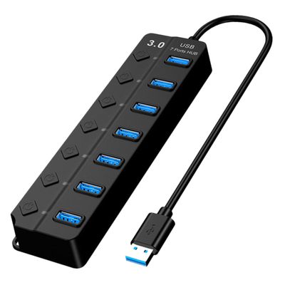 Gadpiparty USB Hub Ports High-Speed Data Transfer Splitter Individual Control and Led Indicator USB Extension for Laptops Printers Cameras