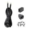 Long Telephone Extension Cord 10 FT, Black, Phone Cable Line Wire with Standard RJ11 Plug, 1 Phone Line Splitter, 1 in-line Coupler and 10 Cable Clips for Telephone Calling Communication view 1
