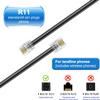 Long Telephone Extension Cord 10 FT, Black, Phone Cable Line Wire with Standard RJ11 Plug, 1 Phone Line Splitter, 1 in-line Coupler and 10 Cable Clips for Telephone Calling Communication view 3
