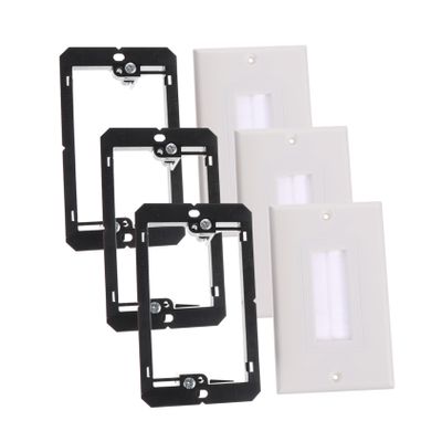 OSALADI 3pcs Decora Single Brush Wall Plate Low Voltage Mounting Support Wall Plate Cable Pass Through Insert