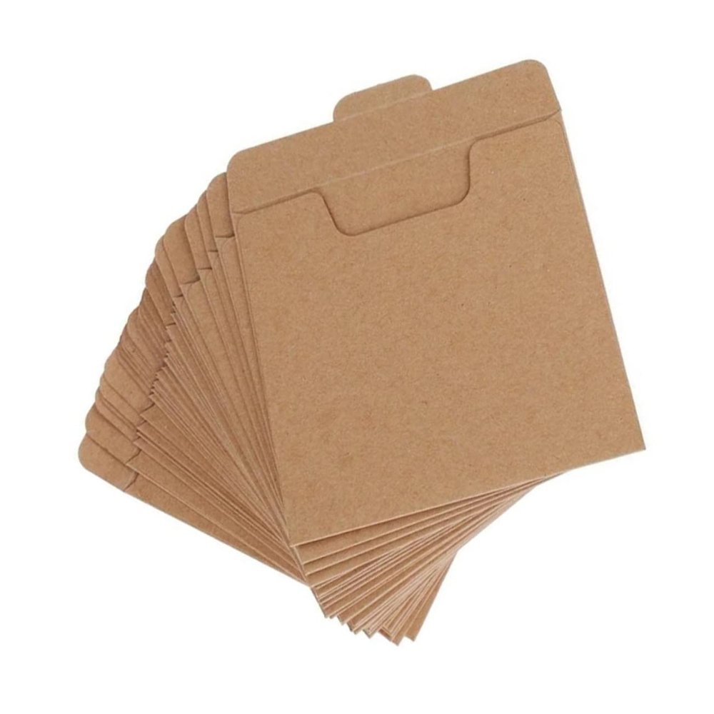 GAROZATION 25pcs Kraft Cd Bags for Album Covers Kraft Paper Sleeves Cardboard Discs Self Adhesive