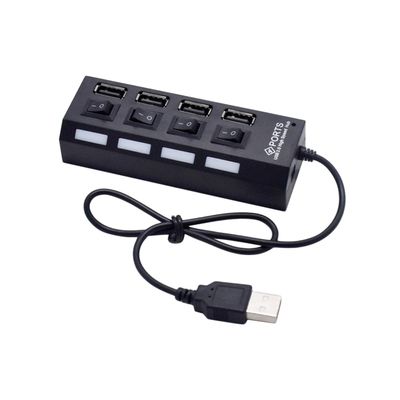ARTIBETTER USB Hub USB Port Splitter Adapter Device Connector 4 Sockets Black Computer