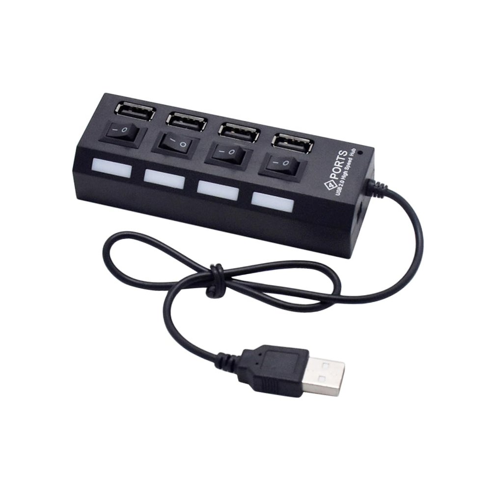 ARTIBETTER USB Hub USB Port Splitter Adapter Device Connector 4 Sockets Black Computer