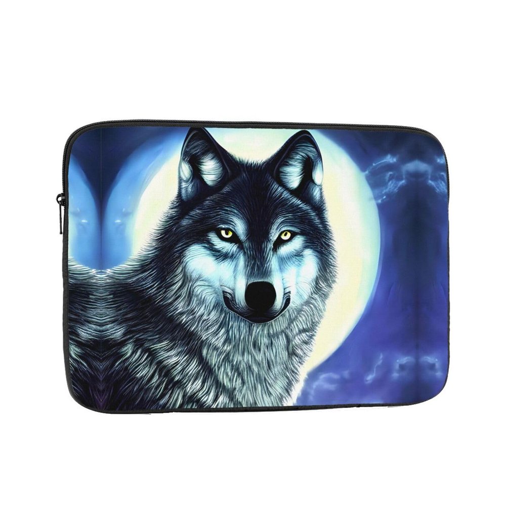 WZYWHJ Wolf Under Moon Prints Shockproof Portable Laptop Sleeve Case 17 inch for Men and Women Business Travel, School, Office Daily Use