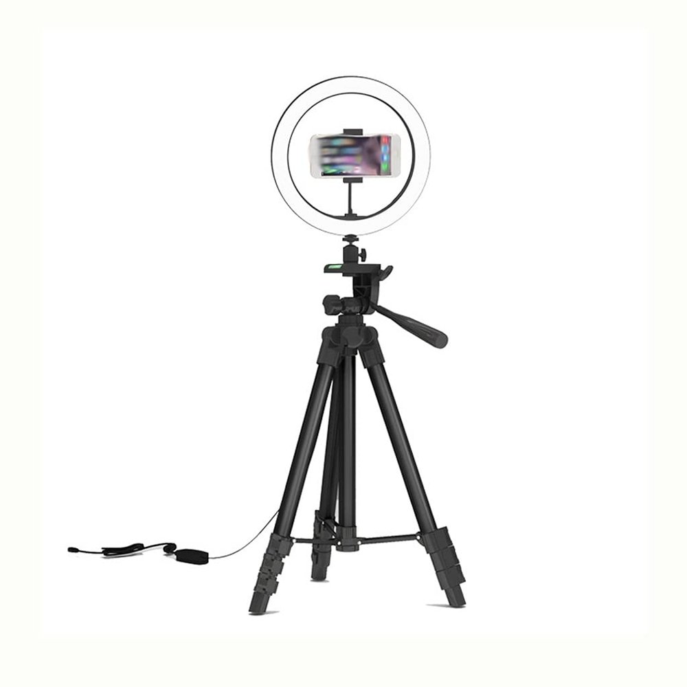 Selfie Led Lamp Light with 43 Inch Tripod Stand Holder Remote Photography Camera Dimmable(16cm-Tripod-Sliver)