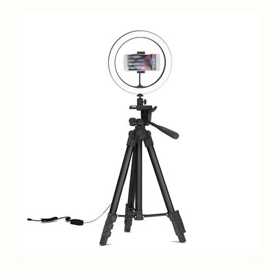 Selfie Led Lamp Light with 43 Inch Tripod Stand Holder Remote Photography Camera Dimmable(26cm-Tripod-Sliver)
