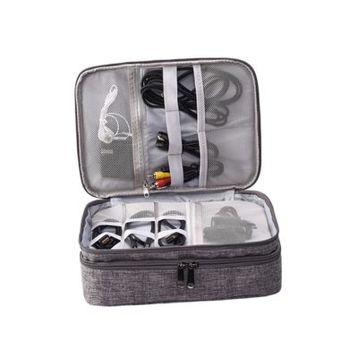 Angoily Organizer Case for Data Cable Power Bank u Disk Earphones Travel Pouch Electronics Accessories Scratch-resistant Grey