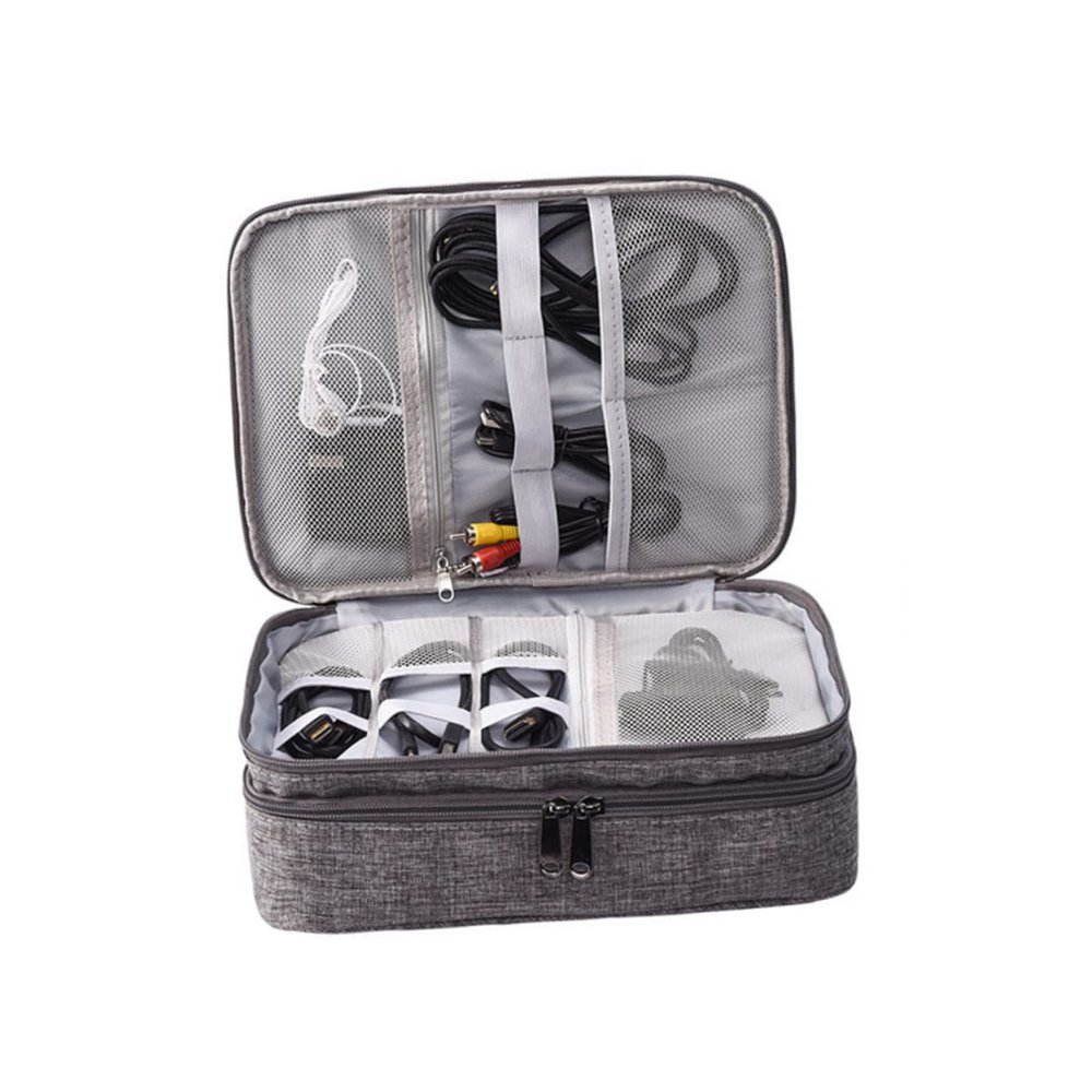 Angoily Organizer Case for Data Cable Power Bank u Disk Earphones Travel Pouch Electronics Accessories Scratch-resistant Grey