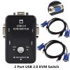 D3LX0Z1 USB 2.0 KVM Switch Switcher 1920 * 1440 VGA SVGA Switch Splitter Box 2 Port with Two Cables for Keyboard Mouse Monitor Computer(Single Host) view 2