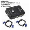 D3LX0Z1 USB 2.0 KVM Switch Switcher 1920 * 1440 VGA SVGA Switch Splitter Box 2 Port with Two Cables for Keyboard Mouse Monitor Computer(with KVM Cable) view 2
