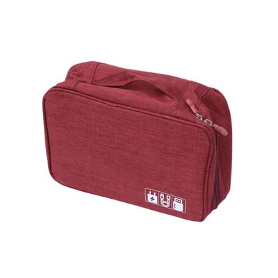 Angoily Cable Carrying Case with Cushioned Compartments for Electronics Accessories Organizer Travel Pouch for Power Banks Smartphones Tablets Earphones and USB Cables in Wine Red