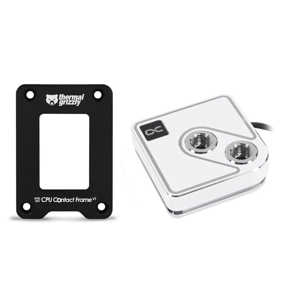 Alphacool Core 1 Aurora CPU Water Block and Thermal Grizzly 1851 Contact Frame Bundle, White
