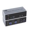 D3LX0Z1 8K@60Hz 4K@144Hz HDMI and 2 Displayport Triple Monitor KVM Switch for 2 Computer Share 3 Monitor, USB3.0 Switch with Audio Mic(with US Plug) view 1