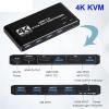 D3LX0Z1 KVM Switch 2 in 1 Out 4K@60Hz HDMI-Compatible USB 3.0 Hub Docking Station Dock Computers PC Share Keyboard Printer Disk KVM(Button Control) view 3