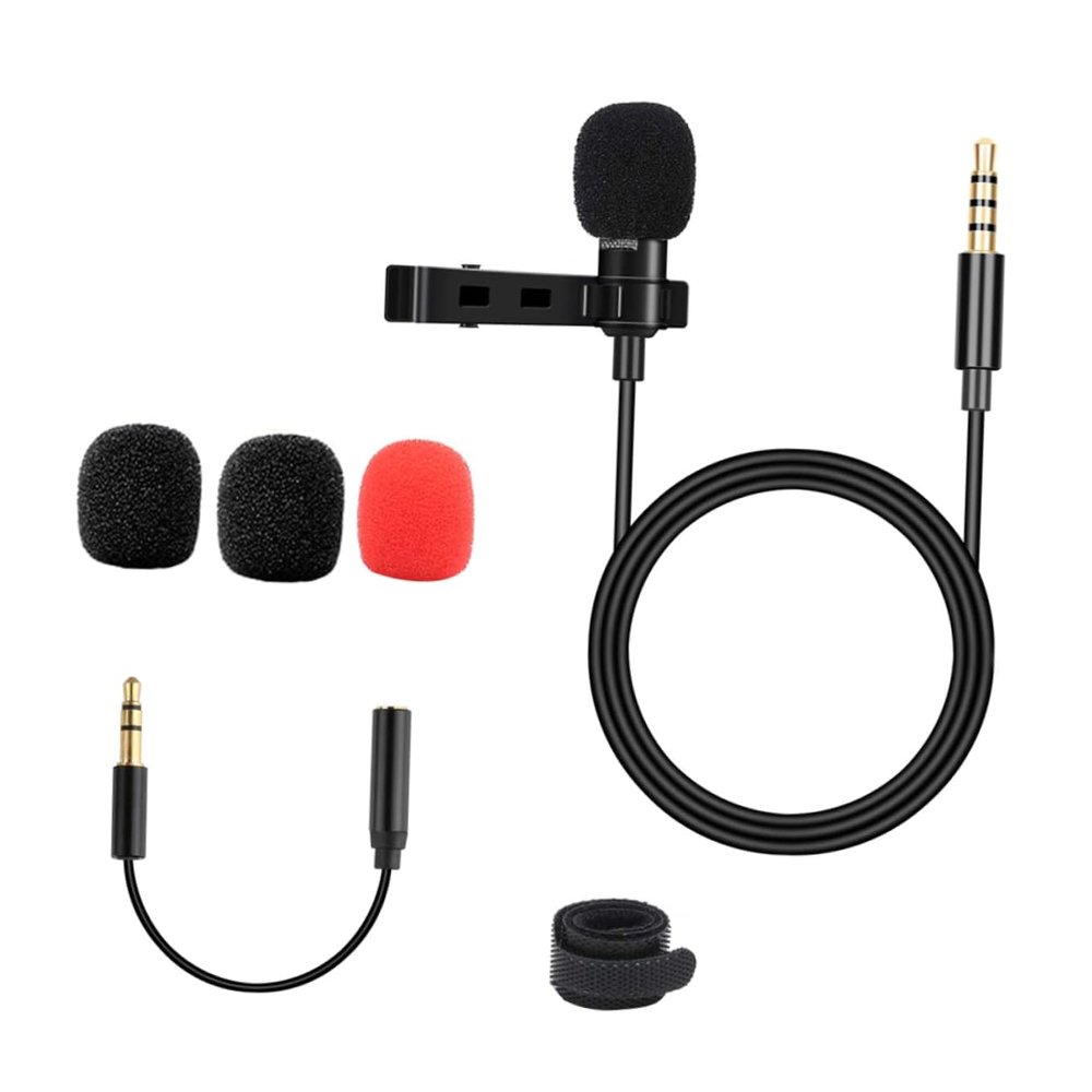 Angoily Lapel Mic Recording for Phone Computer Desktop Omnidirectional Clip Microphone 3.5mm Plug