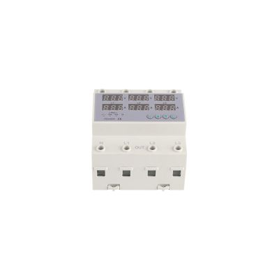 3 Phase DIN Rail Voltmeter Protector, Automatic Reset Overcurrent Overvoltage Real time Display DIN Rail Install (40A)