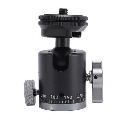 Tripod Ball Head, 360 Panoramic Tripod Head with Cold Shoe Mount, 1/4 Inch Screw Hole, Camera Quick Release Metal Ball Head for Tripods DSLRs Light Stands Cellphones Monopods