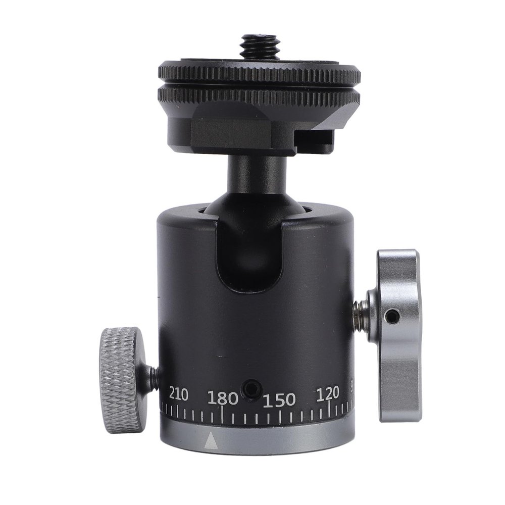 Tripod Ball Head, 360 Panoramic Tripod Head with Cold Shoe Mount, 1/4 Inch Screw Hole, Camera Quick Release Metal Ball Head for Tripods DSLRs Light Stands Cellphones Monopods