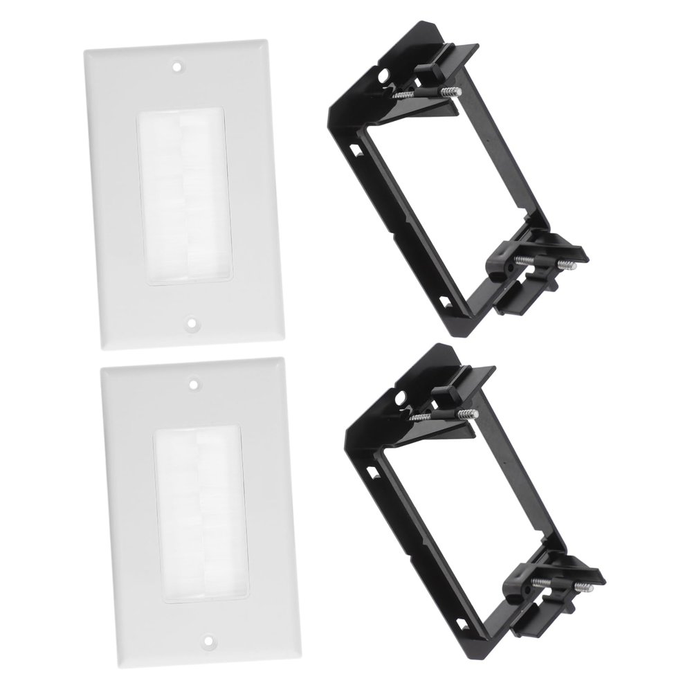 KONTONTY 1set Wall Plate Brush Pass-through Design for Efficient Cable Management Includes Brush and Frame for Home Theaters and Offices