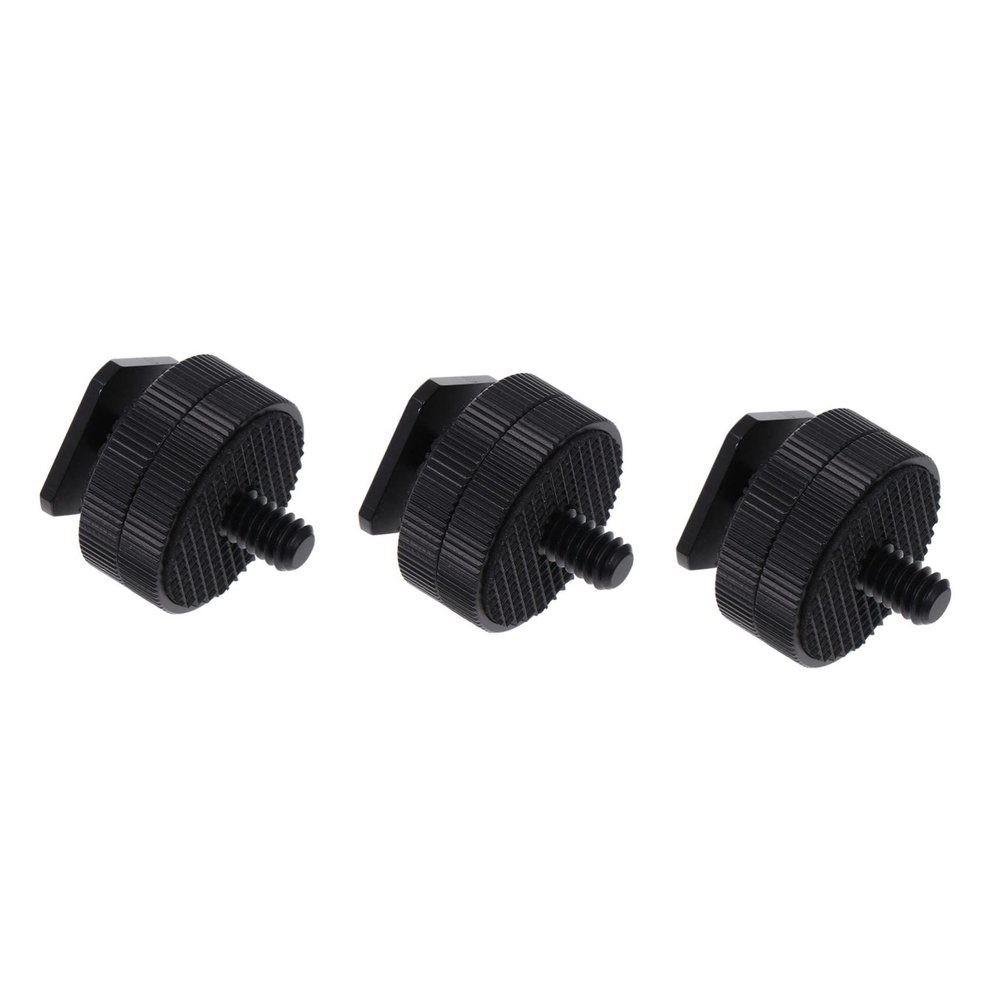DirectNine Basics 3pcs Dual Layer Hot Shoe Screw Adapter Set for Camera for Mounting Led Lights Monitors and Microphones Tripods