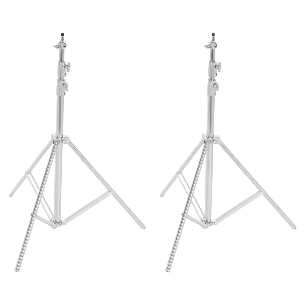 2 Pack Photography Light Stand, Stainless Steel Heavy Duty Tripod Stand with 1/4" to 3/8" Universal Adapter, 3.77-9.19ft Height Adjustable for Photography Studio Monolight Softbox Reflector Silver
