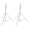 2 Pack Photography Light Stand, Stainless Steel Heavy Duty Tripod Stand with 1/4" to 3/8" Universal Adapter, 3.77-9.19ft Height Adjustable for Photography Studio Monolight Softbox Reflector Silver view 1